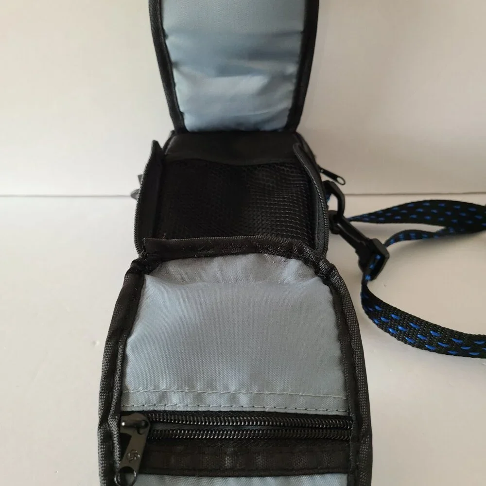 SAMSONITE JOURNEY 4 POCKET MEDIUM CAMERA PHOTO BAG BLUE/BLACK ADJUSTABLE. STRAP
